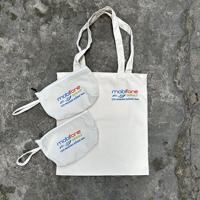 Túi Canvas - Túi Đựng Đồ Cá Nhân In Logo Mobifone In & Thêu Logo Theo Yêu Cầu