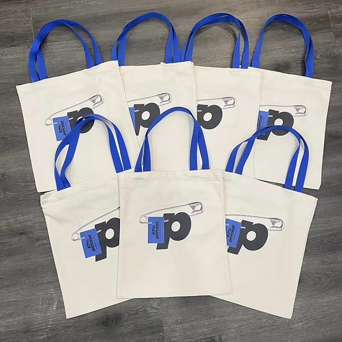 Túi Canvas Dây Đai Xanh Có Túi Phụ - In Logo Theo Yêu Cầu, Giá Tốt