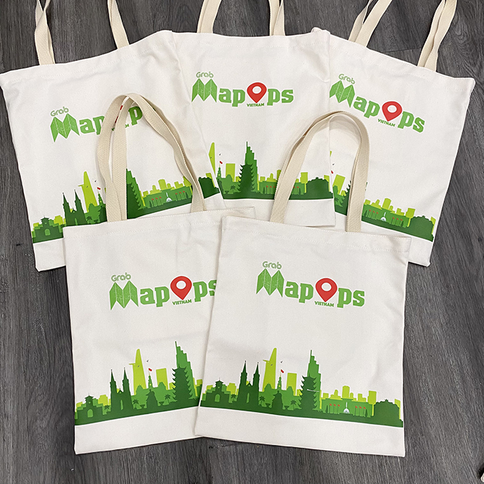 Túi Canvas In Chuyển Nhiệt Logo Grab - Sản Xuất Theo Yêu Cầu