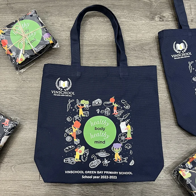 Túi Canvas Vinschool – In Chuyển Nhiệt Sắc Nét, Sản Xuất Theo Yêu Cầu