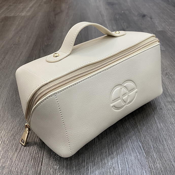 Túi Đựng Mỹ Phẩm Da PU Màu Kem Có Quai Xách – Quà Tặng Doanh Nghiệp Cao Cấp