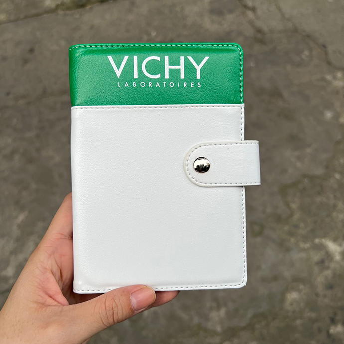 Ví Đựng Hộ Chiếu Da PU Trắng Xanh Có Nút Bấm – Passport Cover Cao Cấp