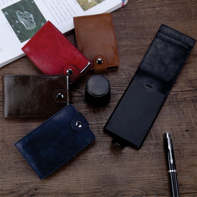 Hộp Đựng Danh Thiếp Da PU Có Nắp Bấm – Cổ Điển, Sang Trọng, In Logo Doanh Nghiệp