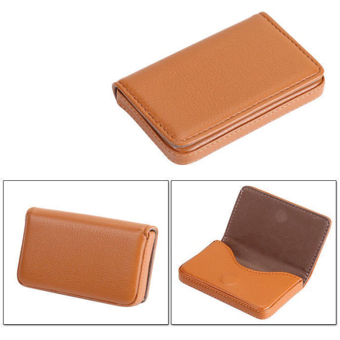 Hộp Đựng Namecard Da Nâu Nhạt Gập Mềm – Gọn Nhẹ, Sang Trọng, Phong Cách Văn Phòng