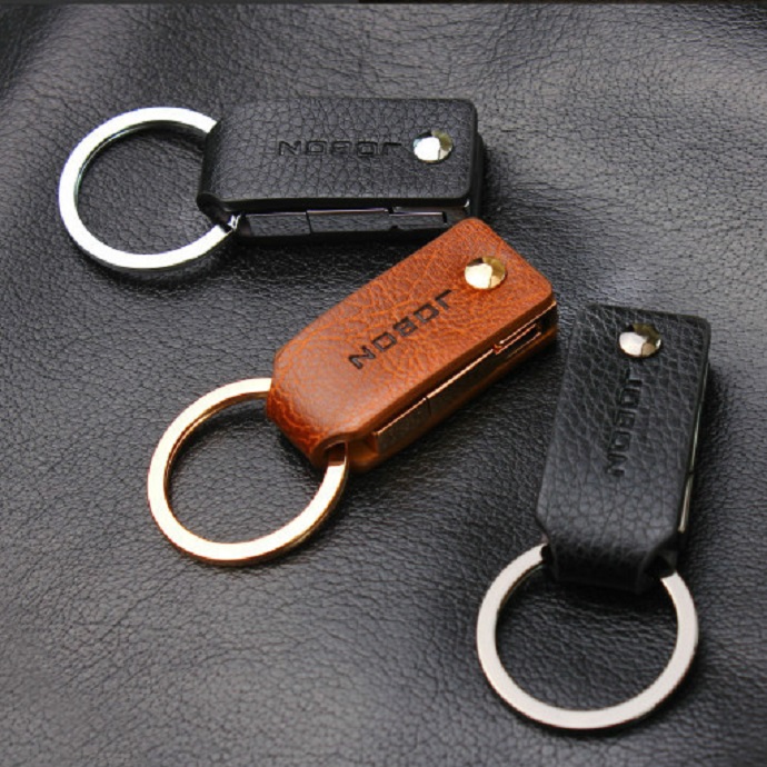 Móc Khóa Da Cao Cấp In Logo – Phụ Kiện Da Bọc Kim Loại Sang Trọng