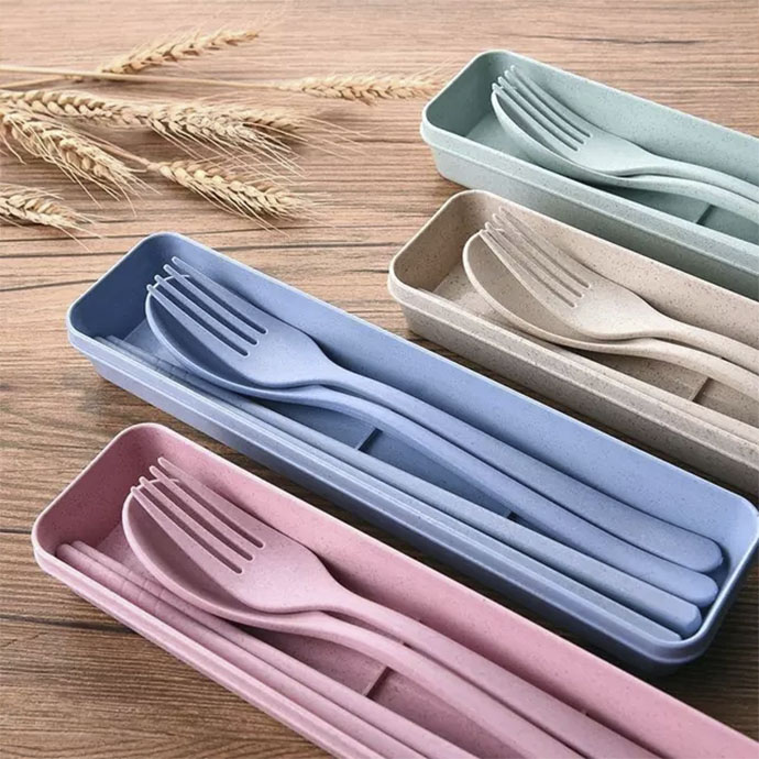 Bộ Muỗng Đũa Nĩa Lúa Mạch Kèm Hộp – Size Lớn & Mini – In Logo Theo Yêu Cầu