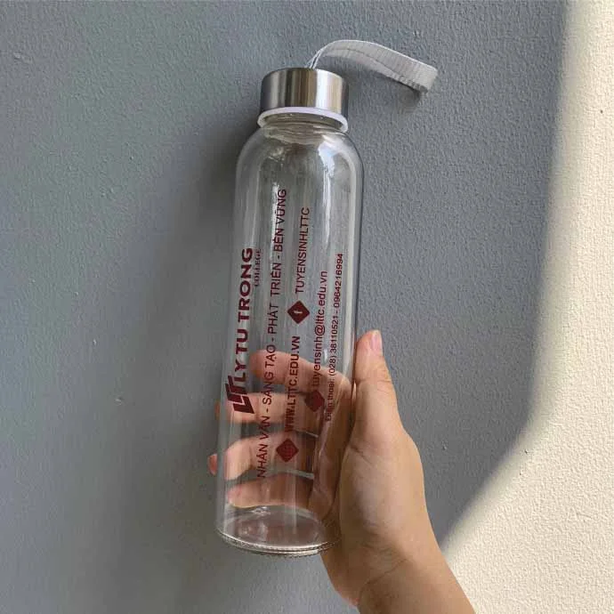 Bình thủy tinh nắp inox – in logo theo yêu cầu
