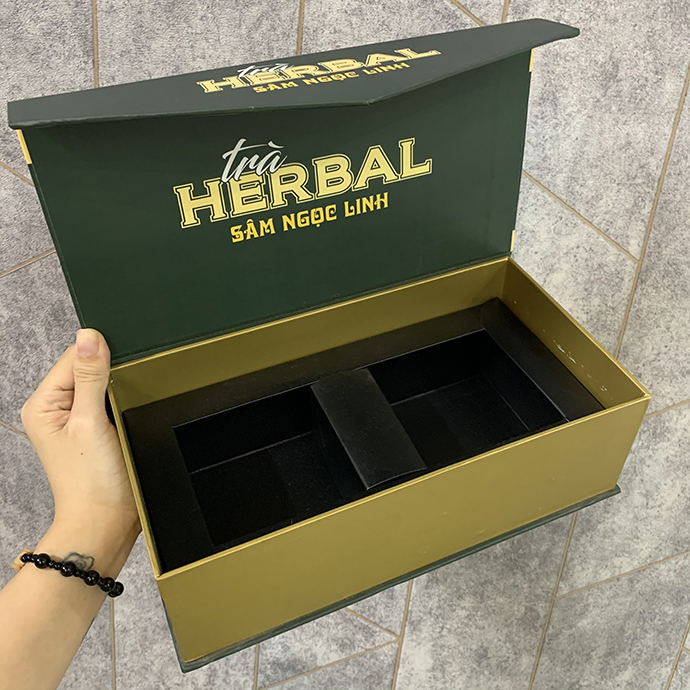 Hộp Trà HERBAL Sâm Ngọc Linh – Quà Biếu Sang Trọng, In Logo Theo Yêu Cầu