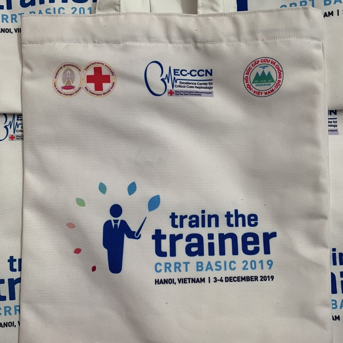 Túi vải canvas trắng quai ngắn in logo theo yêu cầu