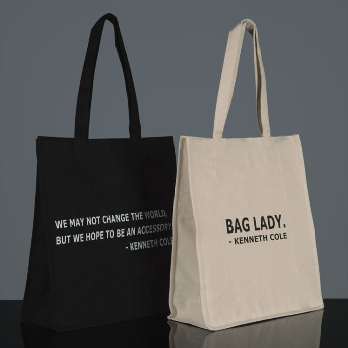 Túi Tote Vải Canvas Kenneth Cole Hai Màu Đen & Trắng Kem – In Logo Theo Yêu Cầu