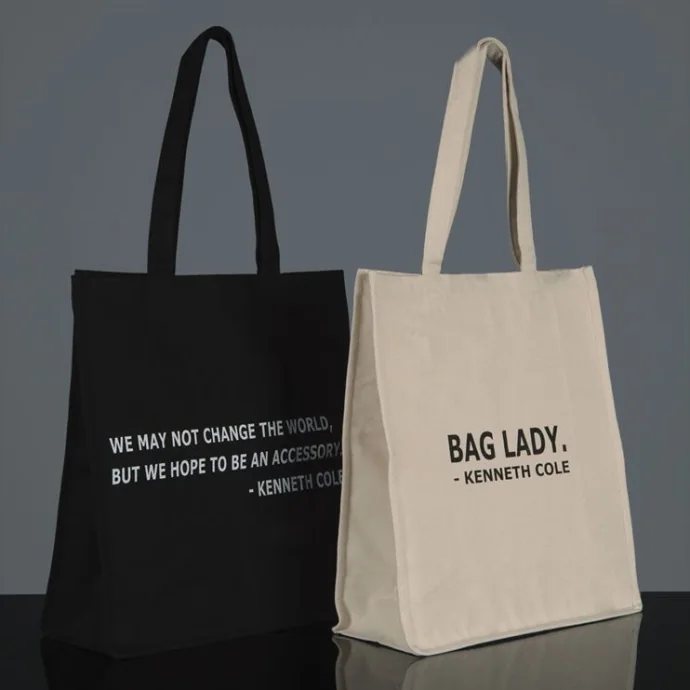 Túi Tote Vải Canvas Kenneth Cole Hai Màu Đen & Trắng Kem – In Logo Theo Yêu Cầu