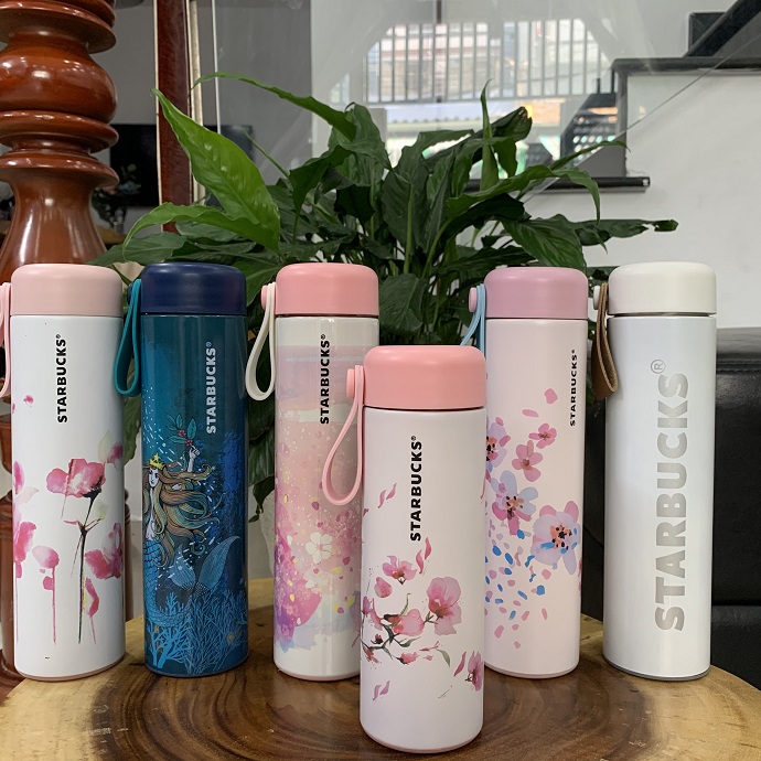 Bình Giữ Nhiệt Hoa Văn Pastel Nắp Kèm Dây Xách – Quà Tặng Doanh Nghiệp Cao Cấp