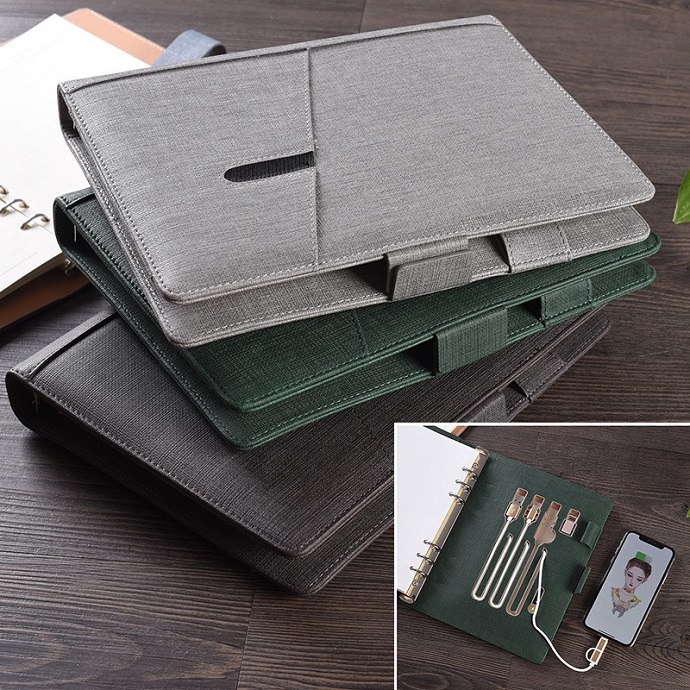 Sổ Sạc Quà Tặng Doanh Nghiệp Cao Cấp – Tích Hợp Cáp Đa Năng