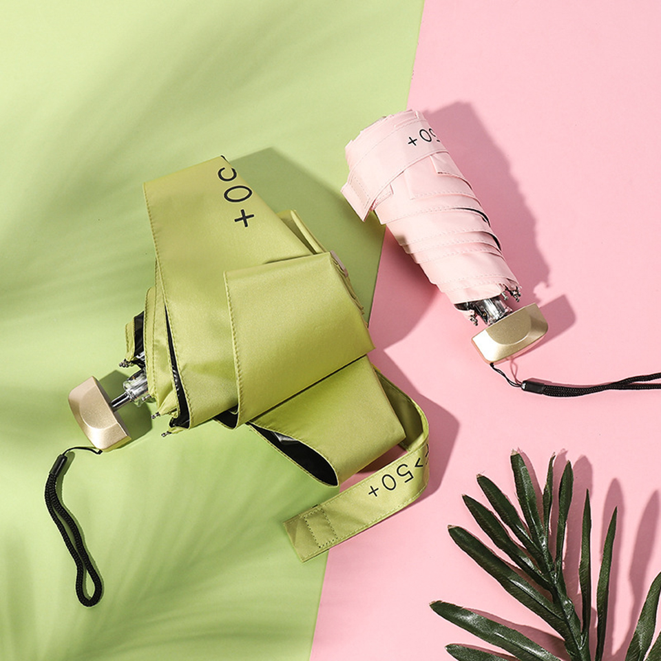 Ô Dù Gấp Gọn UPF50+ Màu Xanh – Hồng Pastel Chống Nắng Cao Cấp