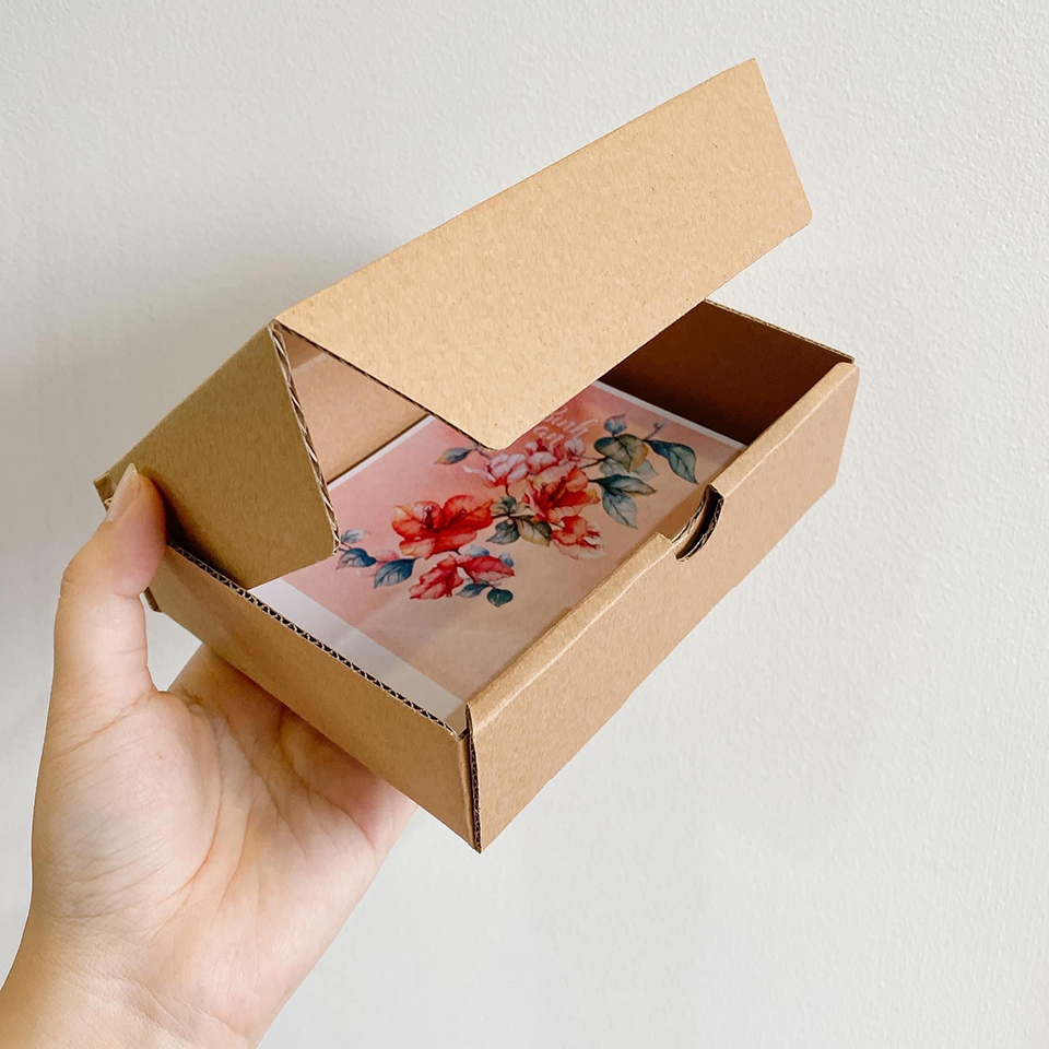 Hộp carton kraft nắp gập nhỏ gọn in logo tiện dụng