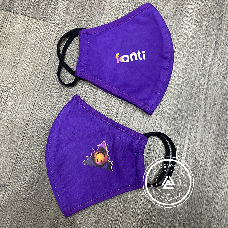 Khẩu Trang Vải Poly 2 Lớp Màu Tím - In Logo Quảng Cáo Theo Yêu Cầu