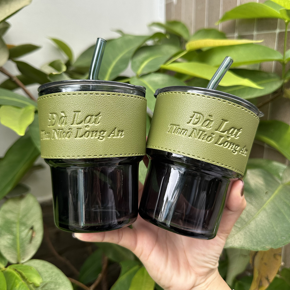 SS 03 - LY THỦY TINH BỌC DA KHẮC LOGO THEO YÊU CẦU GIÁ RẺ