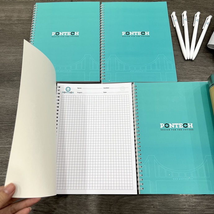 SỔ LÒ XO BÌA GIẤY A4 IN LOGO PONTECH