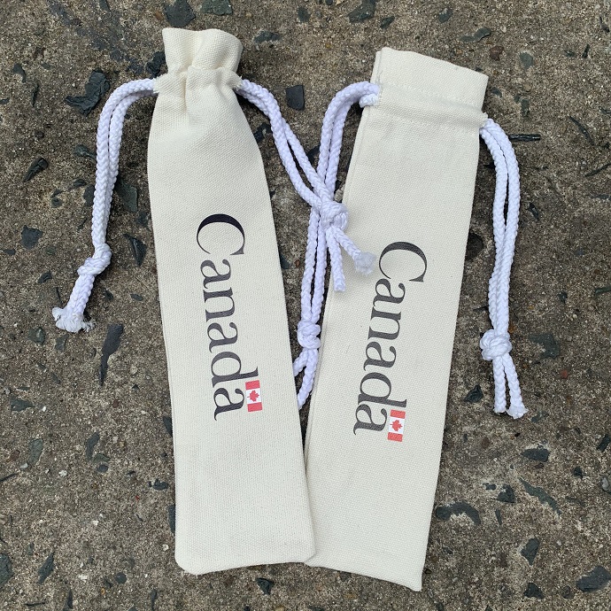 Túi Vải Canvas Đựng Ống Hút Logo Canada - Túi Dây Rút Tiện Lợi