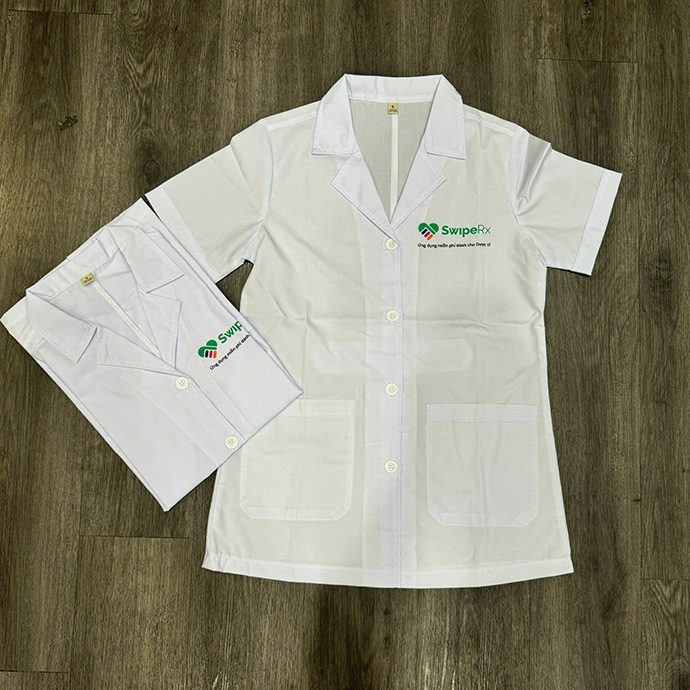 Áo Blouse Y Tế In Logo Theo Yêu Cầu - May Áo Blouse Giá Rẻ