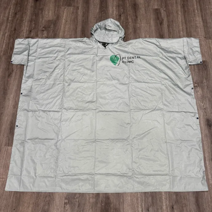Áo Mưa Poncho Xám – In Logo NHA KHOA PT
