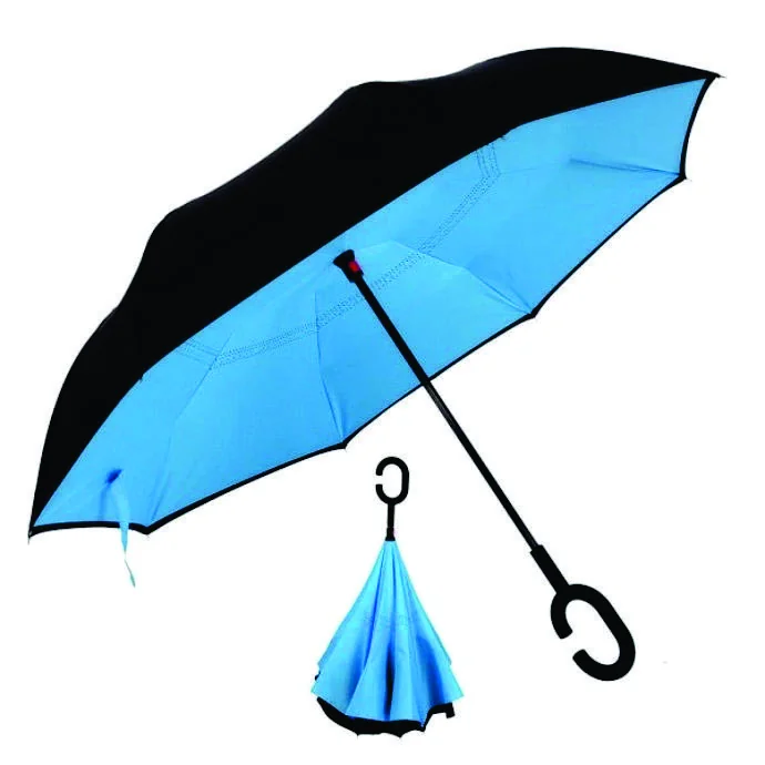 Ô Gấp Ngược Cán Chữ C Màu Xanh Đen – Quà Tặng Doanh Nghiệp In Logo