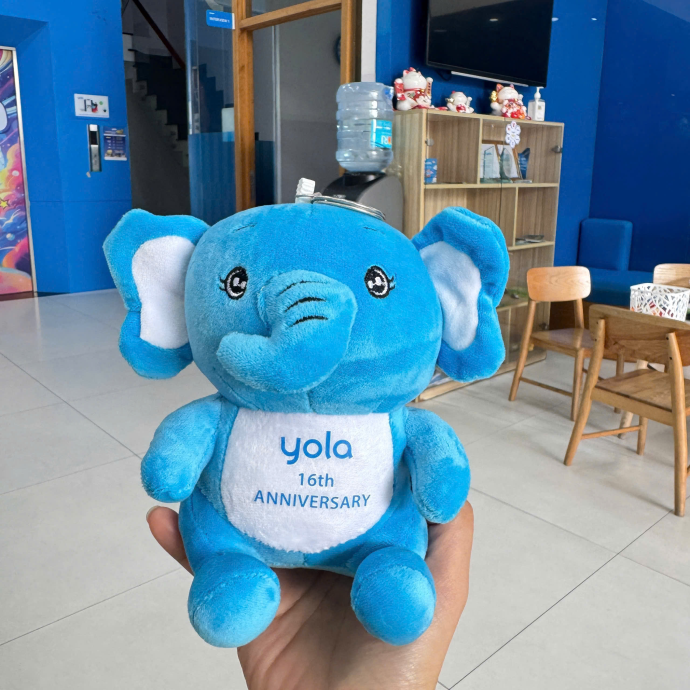 Móc Khóa Thú Bông Voi Xanh In Logo – Quà Tặng Thương Hiệu Dễ Thương & Ý Nghĩa