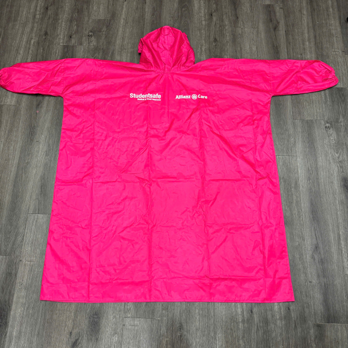Áo Mưa Cánh Dơi Màu Hồng In Logo – Thiết Kế Che Phủ Rộng, Dễ Gấp Gọn