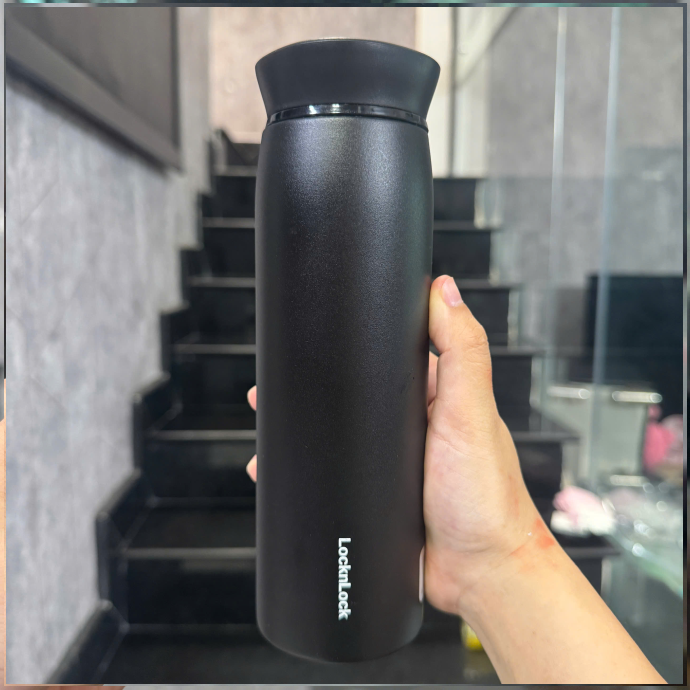 Bình Giữ Nhiệt Lock&Lock Màu Đen – Nắp Bật, Dáng Thon Sang Trọng