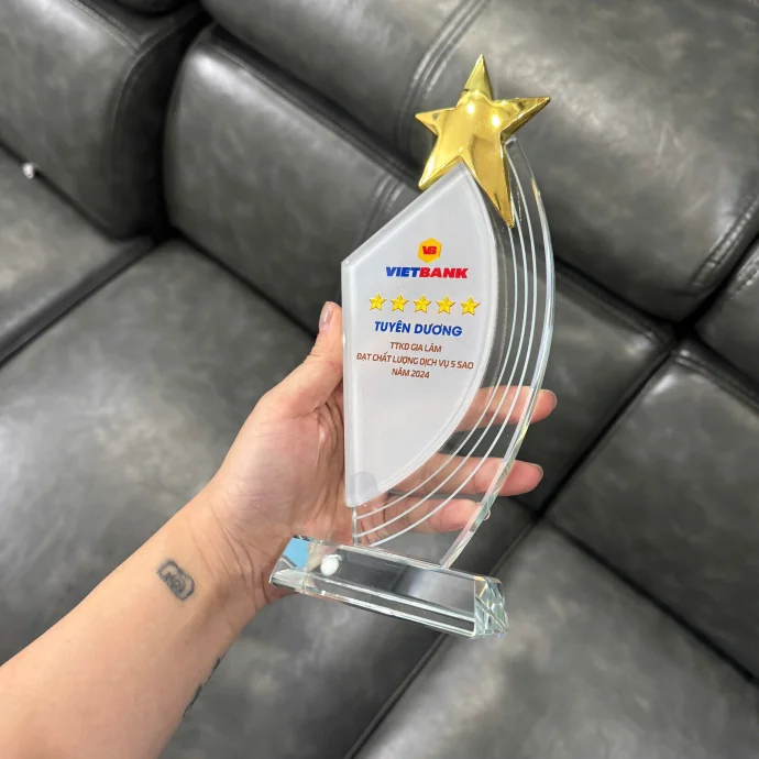 Kỷ Niệm Chương Pha Lê Gắn Sao Vàng – Mẫu Vinh Danh Đạt Chuẩn 5 Sao