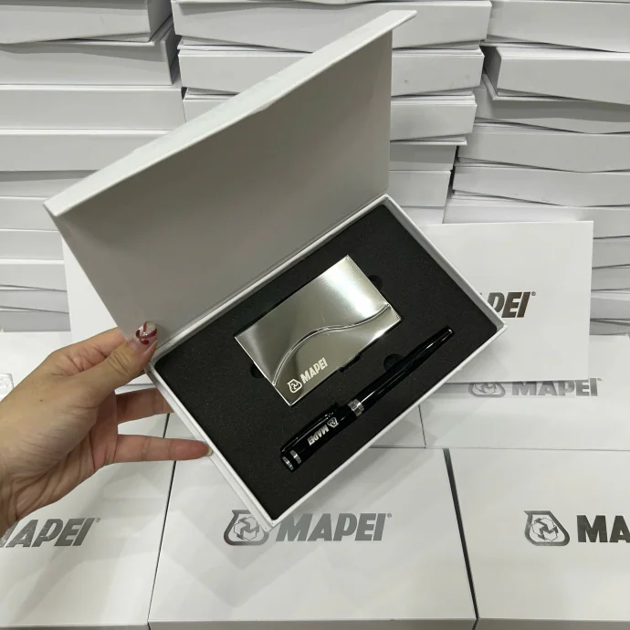 Bộ Quà Tặng Doanh Nghiệp Cao Cấp MAPEI – Giftset Bút Ký Và Hộp Name Card In Logo