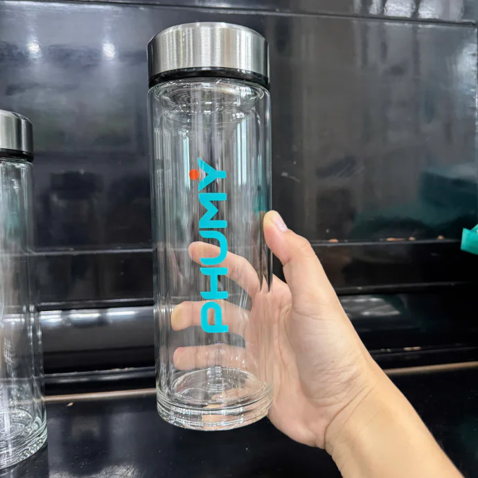 Bình Thủy Tinh 450ml In Logo Theo Yêu Cầu Giá Xưởng | Bình Nước Thủy Tinh Quà Tặng Doanh Nghiệp