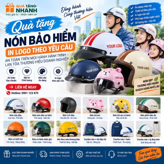 Quà Tặng Nón Bảo Hiểm In Logo Theo Yêu Cầu – Các Loại Nón Bảo Hiểm Doanh Nghiệp, Sự Kiện & Quảng Cáo