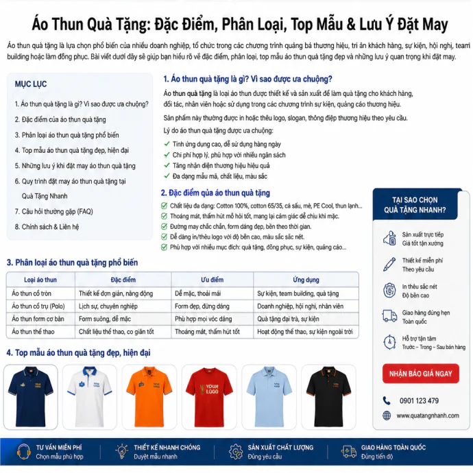 Áo thun quà tặng in logo theo yêu cầu cho doanh nghiệp