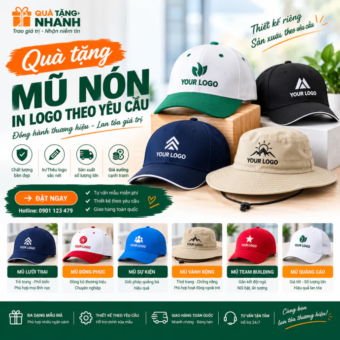 Quà Tặng Mũ Nón In Logo Theo Yêu Cầu – Mũ Doanh Nghiệp, Sự Kiện & Quảng Cáo